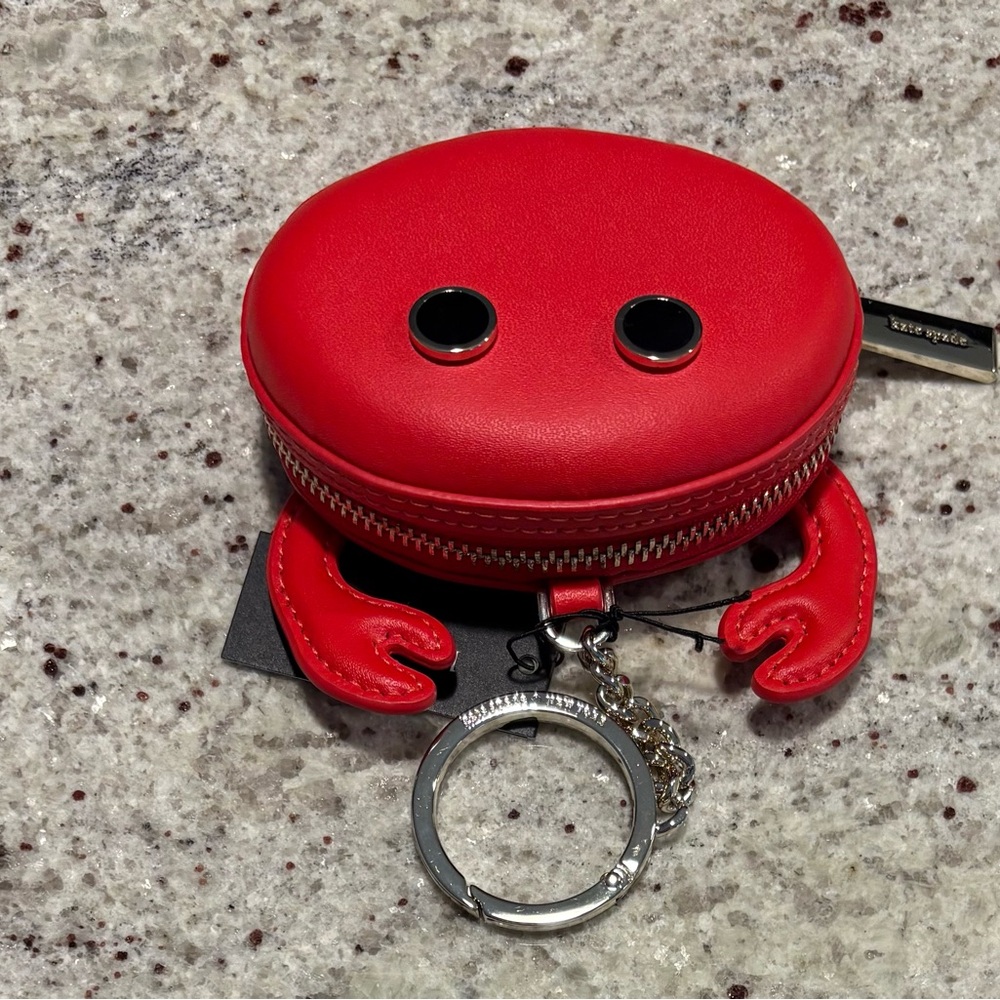 kate spade Red Crab-Shaped Coin Purse Keychain Purse Charm NWT